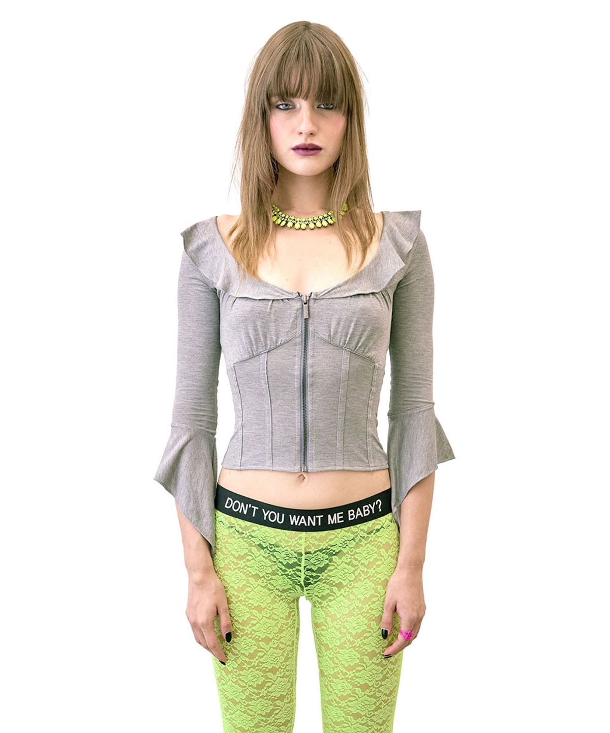 스컬프터(SCULPTOR) Corset Jersey Blouse Melange Gray