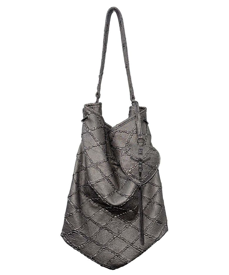 Quilted Slouch Bag Gun Metal