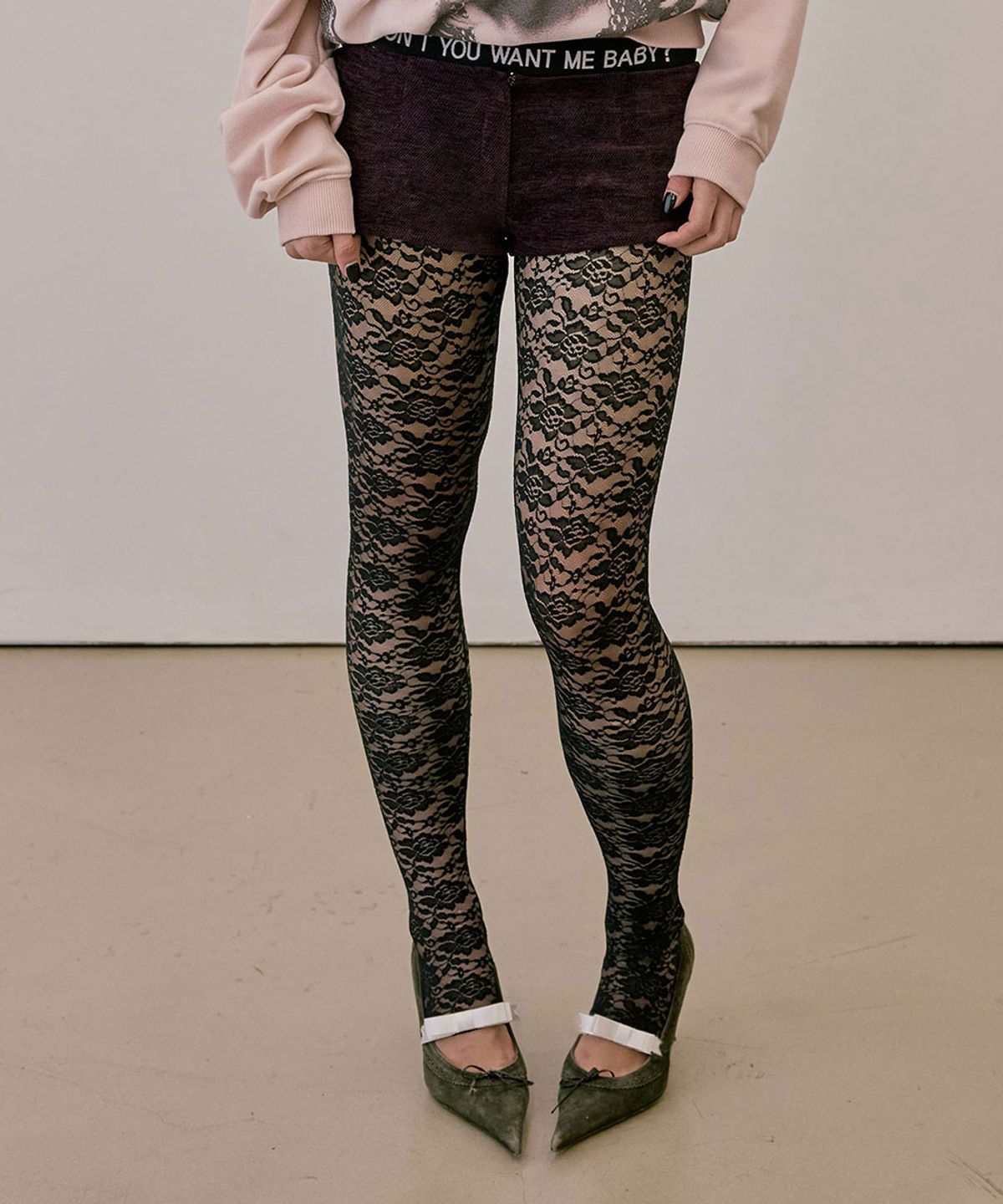 스컬프터(SCULPTOR) Cheeky Lace Leggings Black