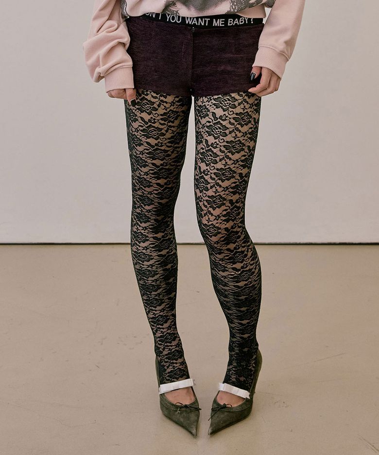 Cheeky Lace Leggings Black