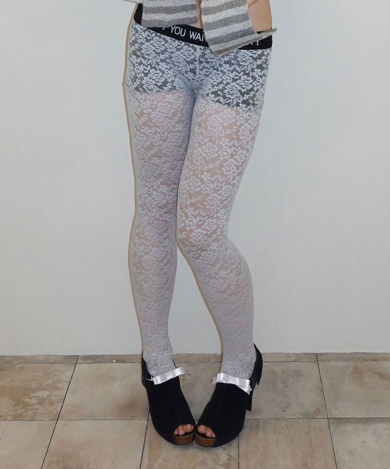 Cheeky Lace Leggings Silver