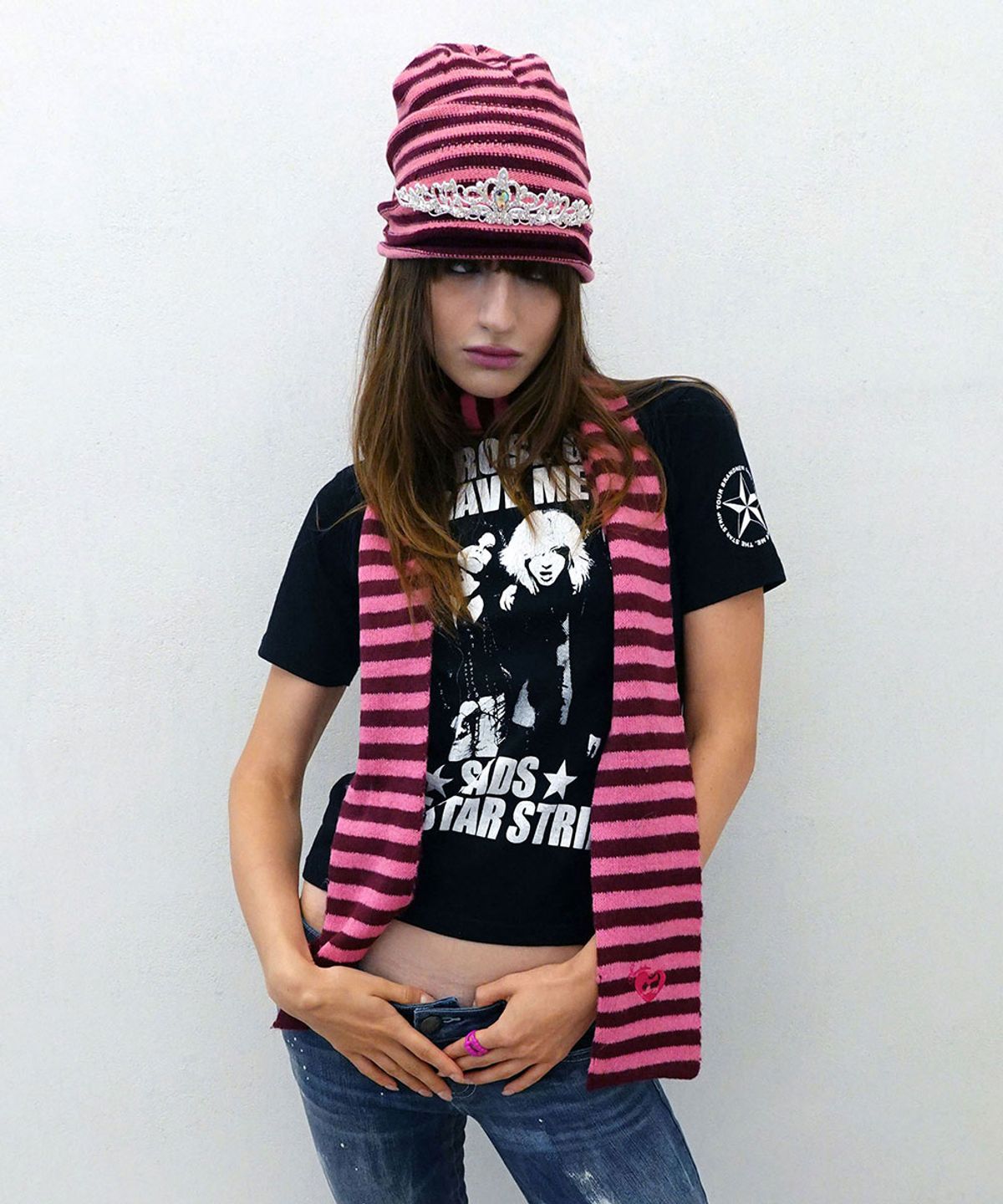 스컬프터(SCULPTOR) Mohair Blend Stripe Scarf Pink/Red