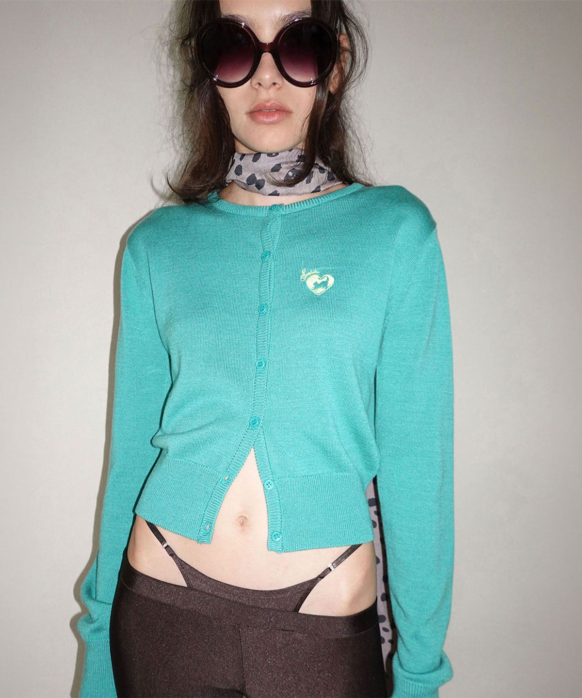 스컬프터(SCULPTOR) Sweet Kitty Basic Cardigan Turquoise