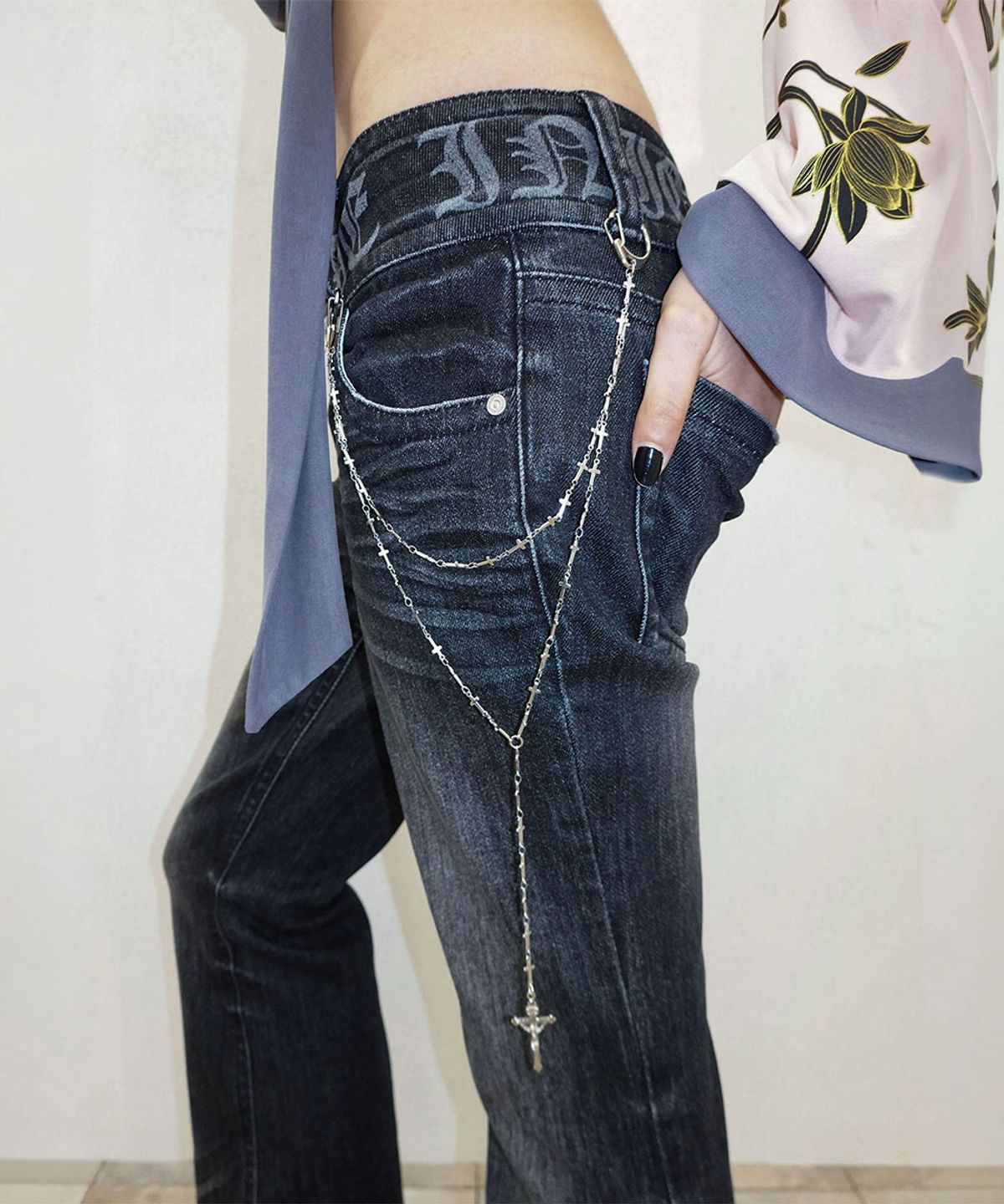스컬프터(SCULPTOR) Confession Chain Denim Acid Black