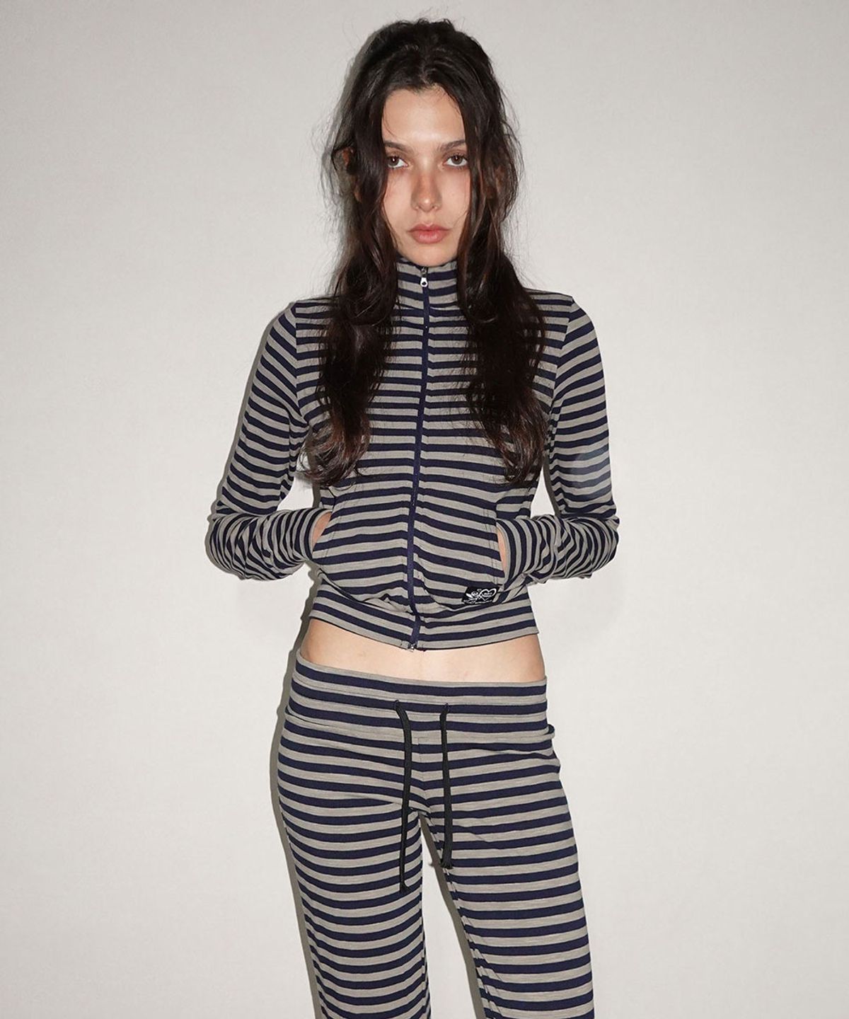 스컬프터(SCULPTOR) Classic Striped Jersey Zip-Up Navy