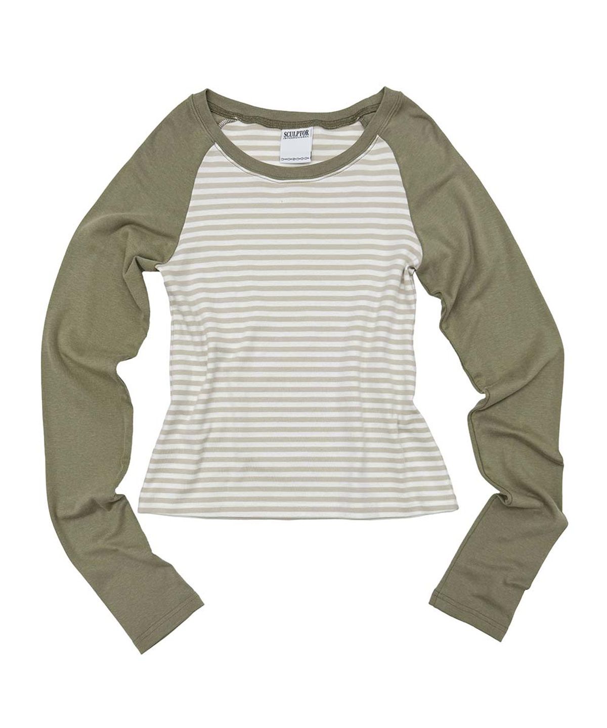 스컬프터(SCULPTOR) Striped Raglan Tee Khaki
