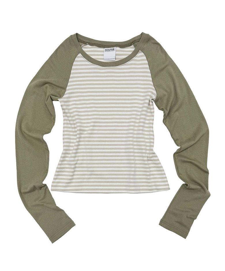 Striped Raglan Tee Khaki