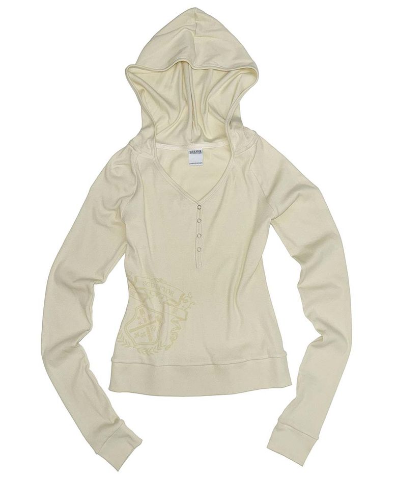 Crest Henley Hoodie Cream