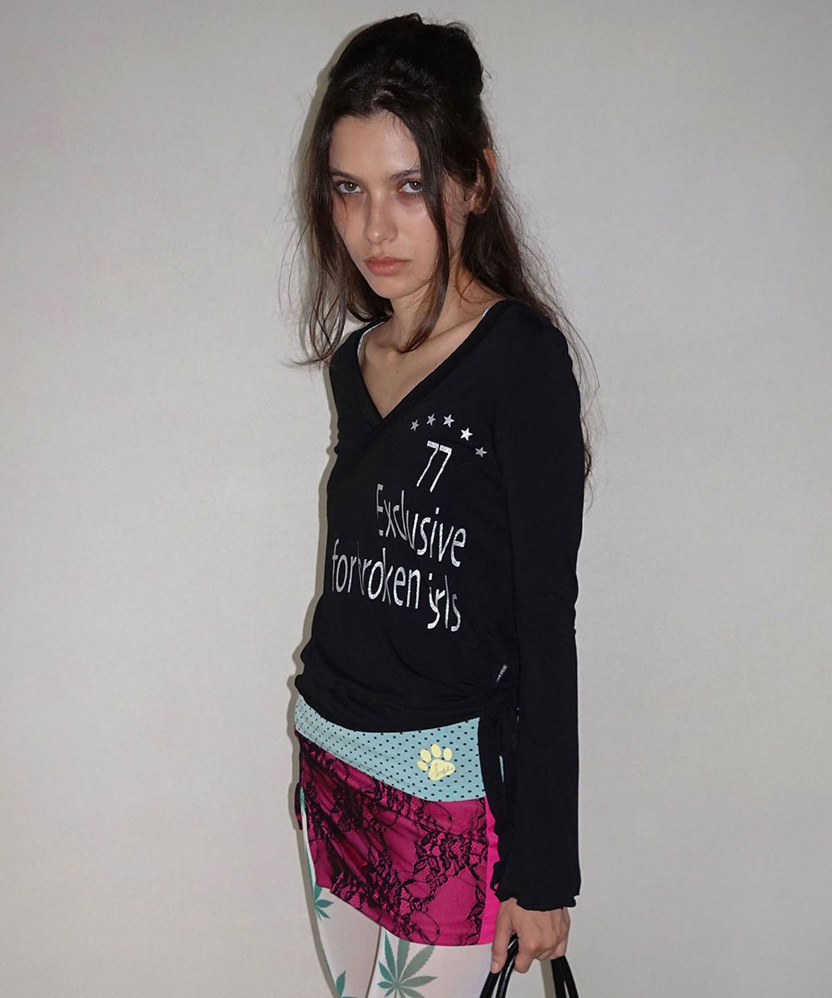 스컬프터(SCULPTOR) Glitter Wrap Top Black