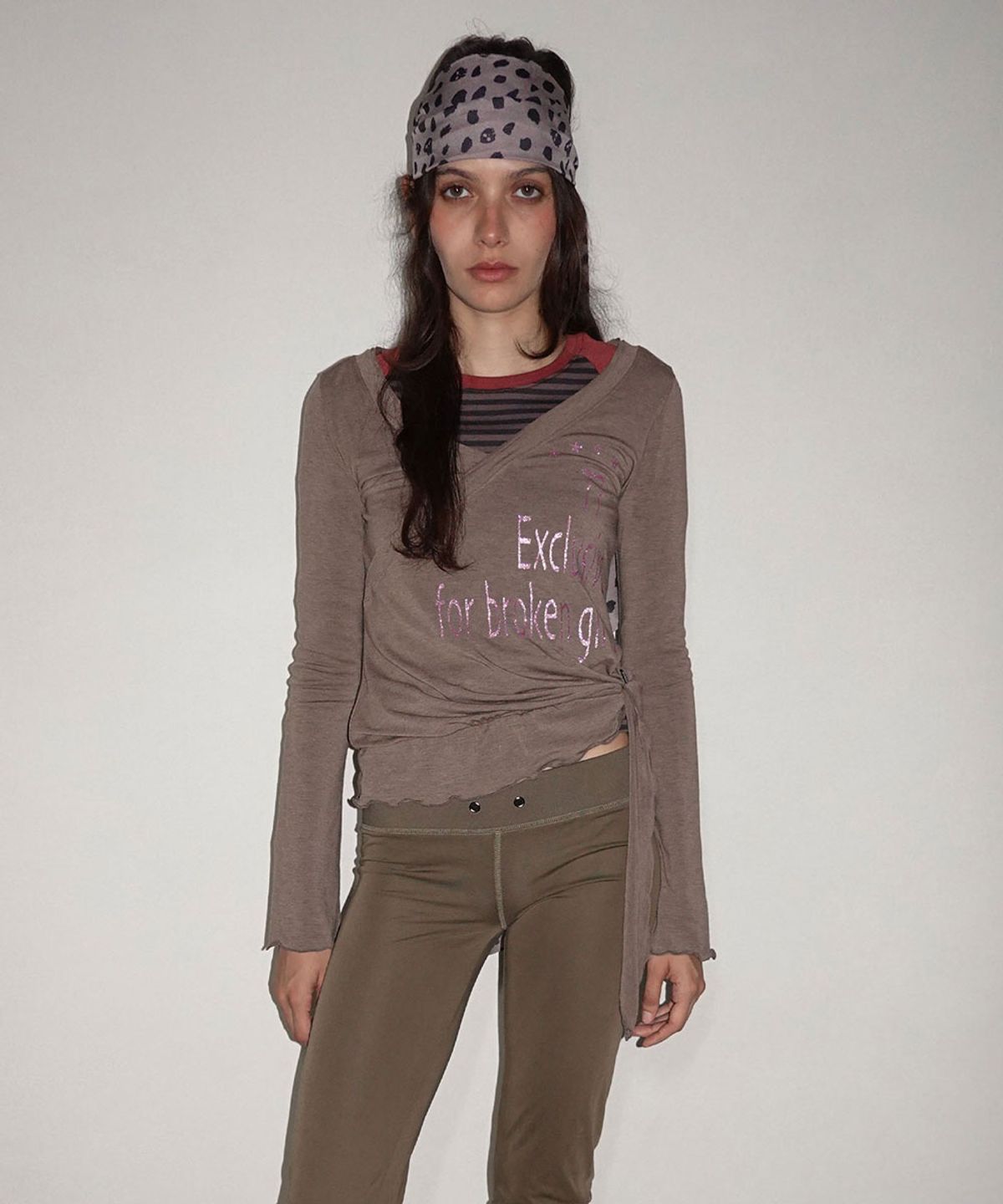 스컬프터(SCULPTOR) Glitter Wrap Top Brown