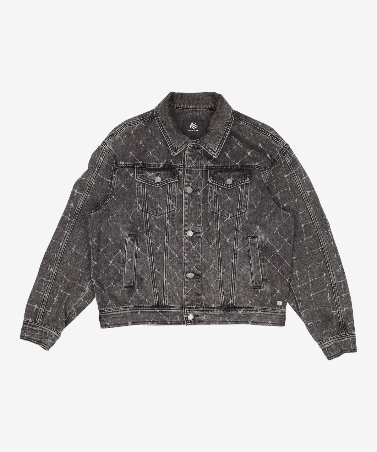 애드오프(ADDOFF) CANBERRA MESH PRINTED DENIM JACKET BLACK M