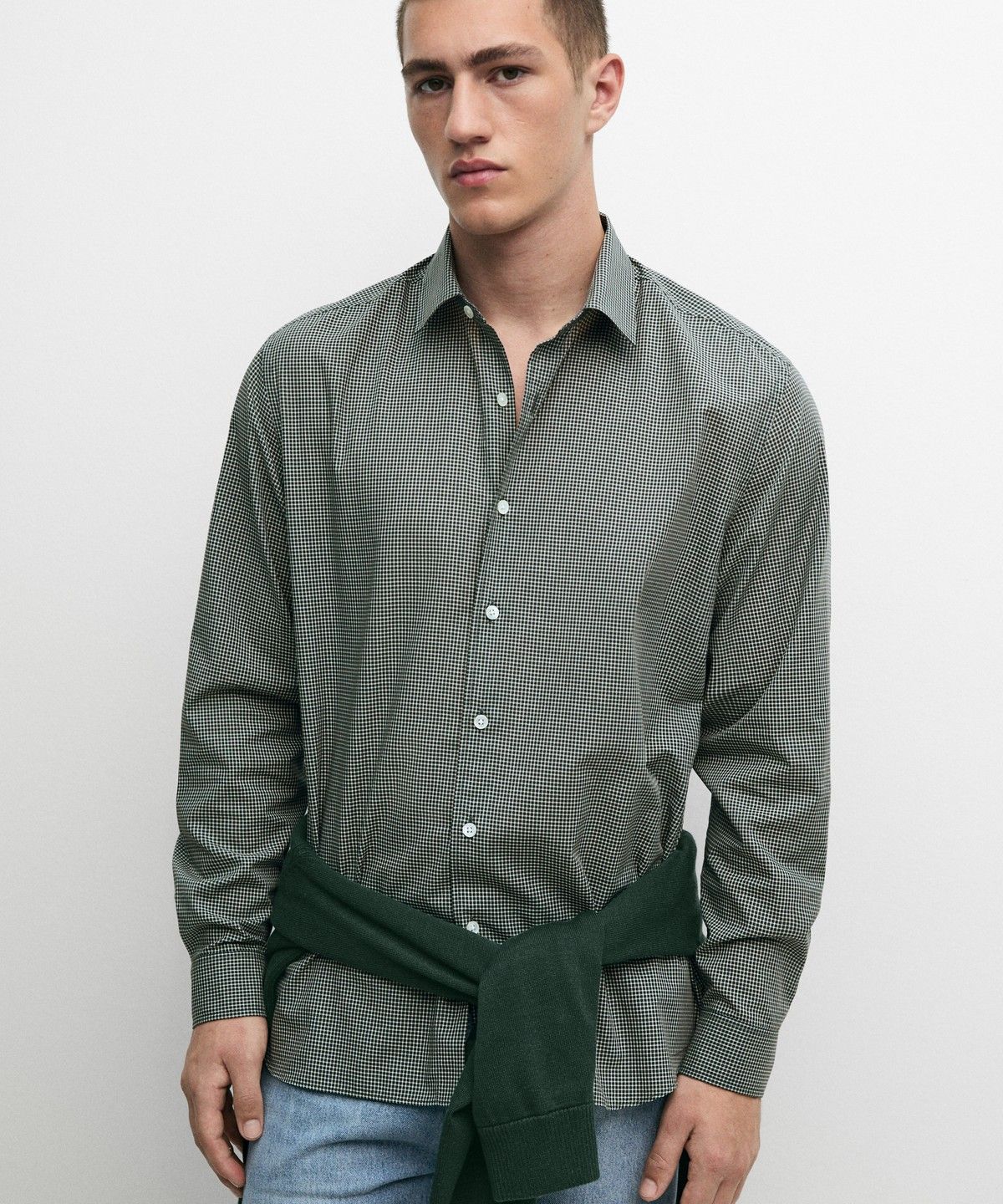 마시모두띠(MASSIMO DUTTI) 레귤러 핏 100% 코튼 체크 셔츠