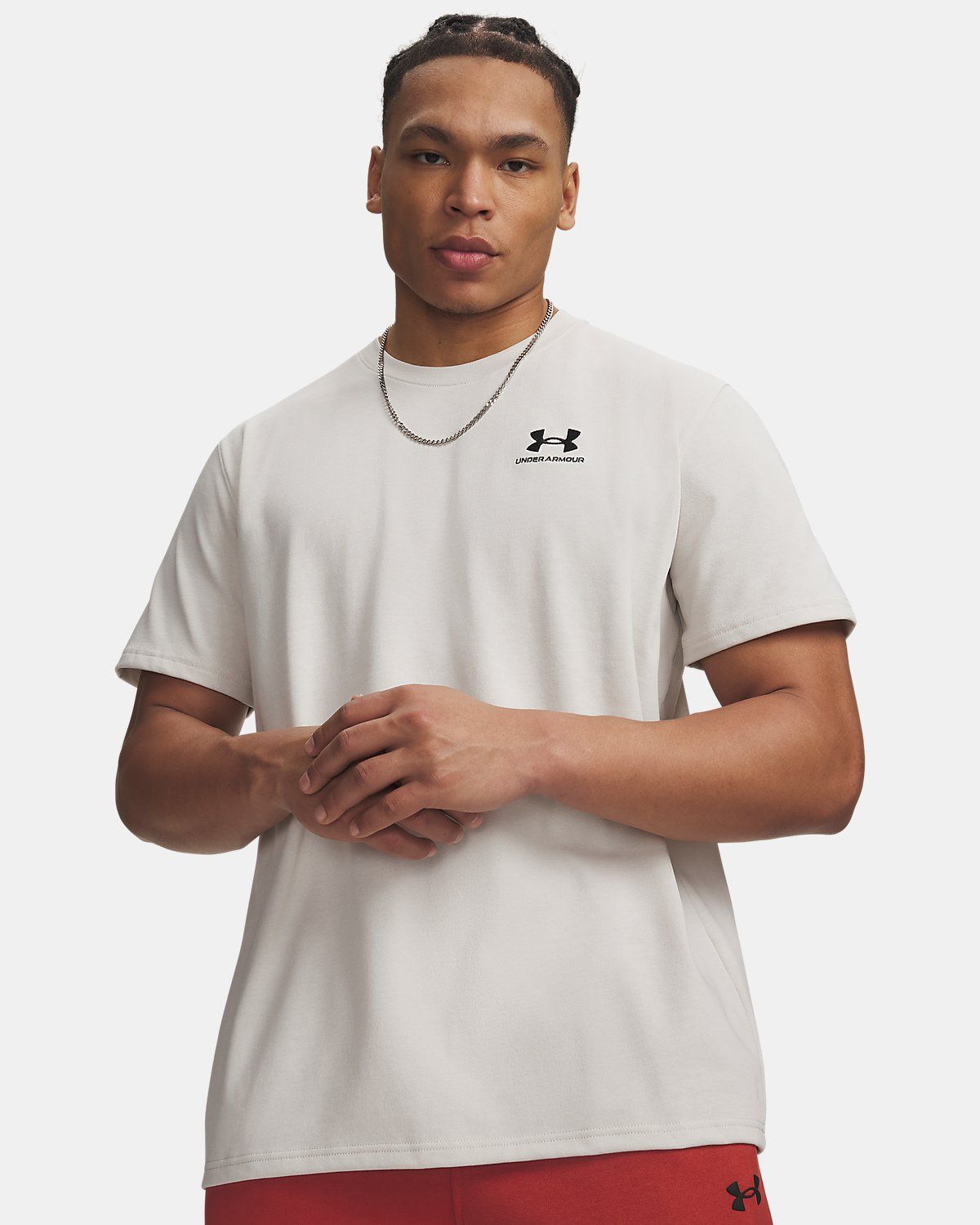언더아머(UNDERARMOUR) 남성 UA 로고 엠브로이더드 헤비웨이트 반팔1373997-110