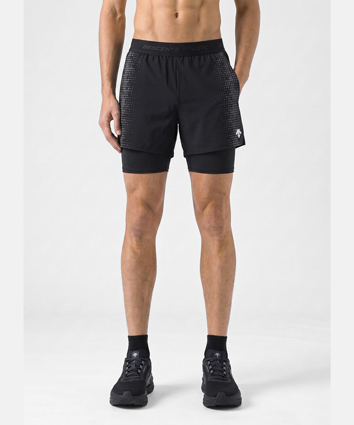 데상트(DESCENTE) 남성 패턴 2IN1 쇼츠 패턴 SR321THP77