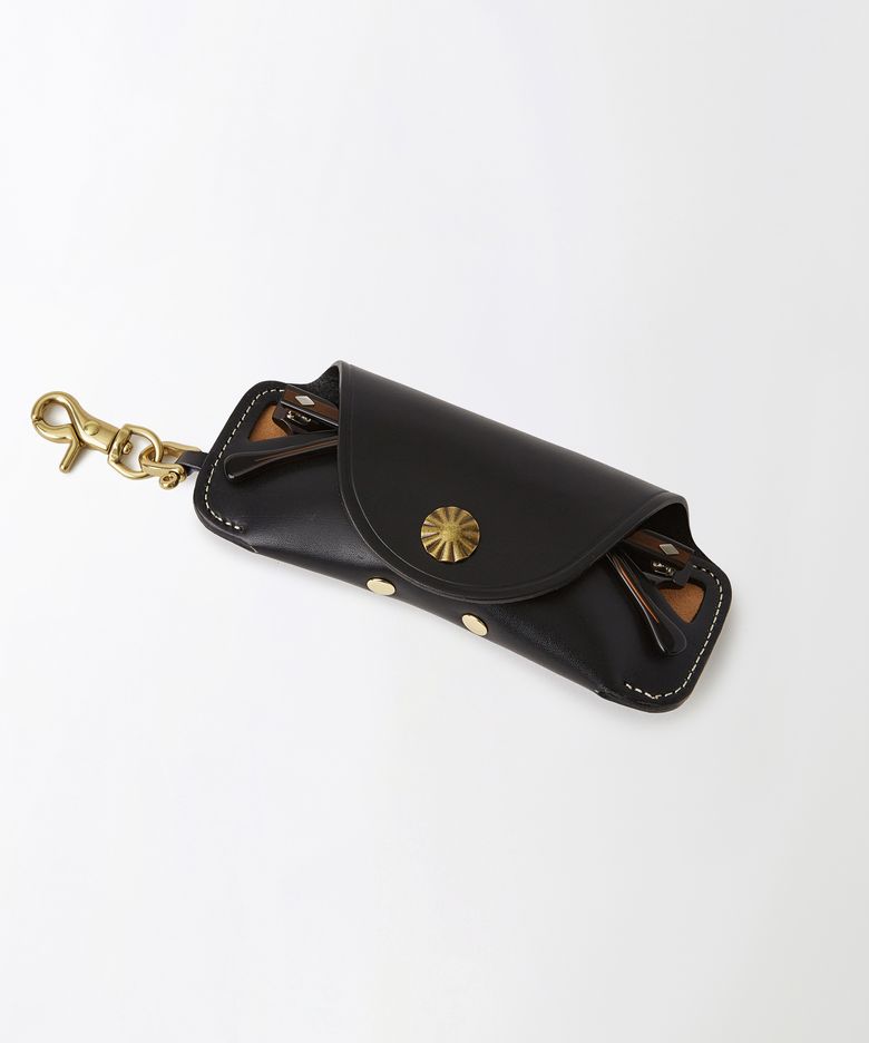 LEATHER GLASSES KEYRING CASE_BLACK
