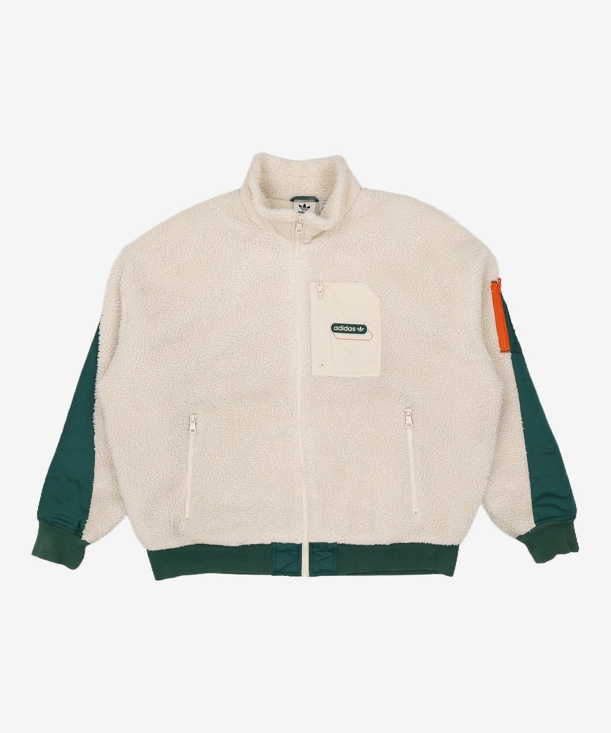 아디다스(ADIDAS) 모던 레트로 쉐르파 자켓 - 화이트:그린 / HC0373 XXL