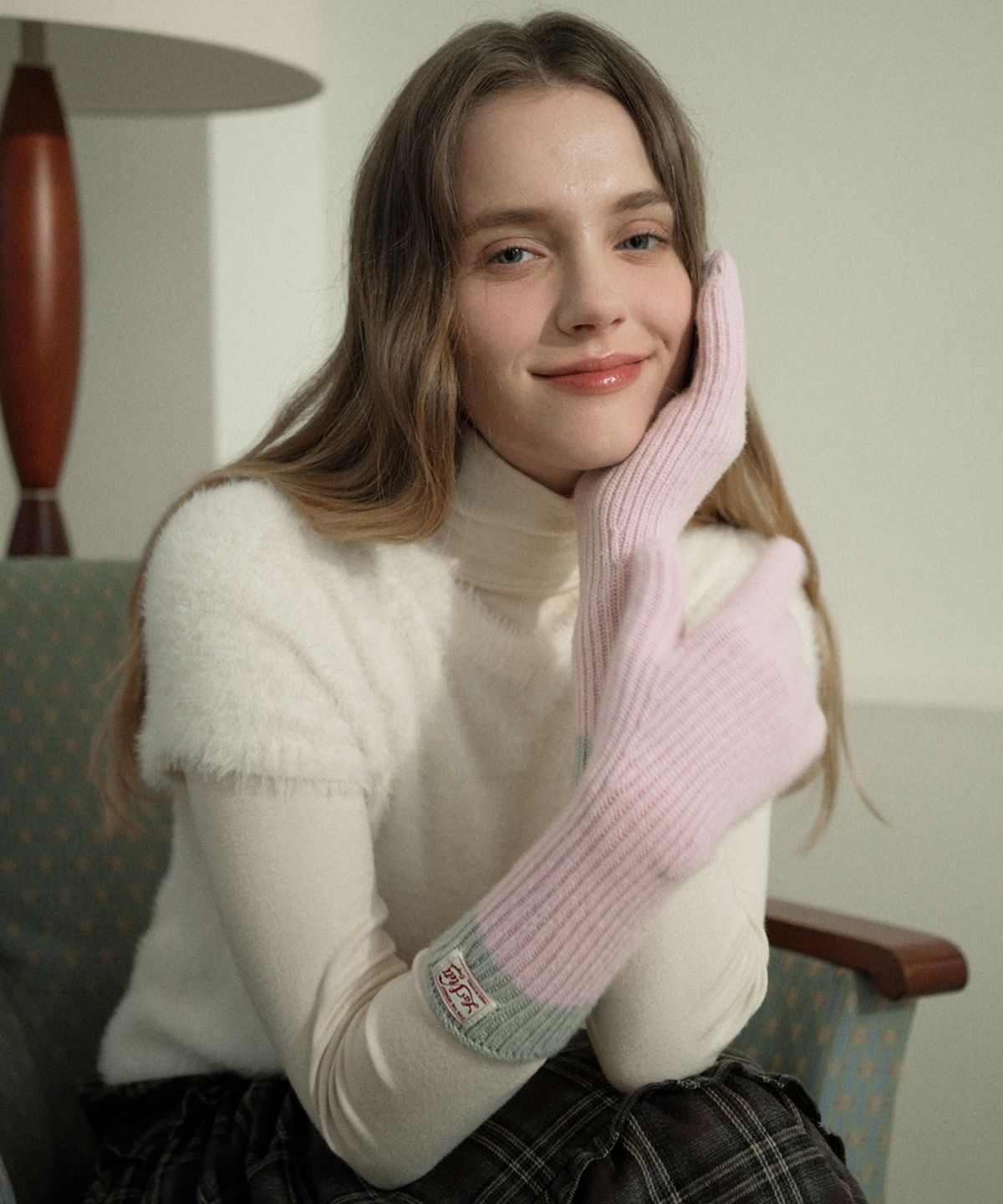 블레티(VLETI) Cashmere Whole Garment Stripe Knit Gloves (6colors)