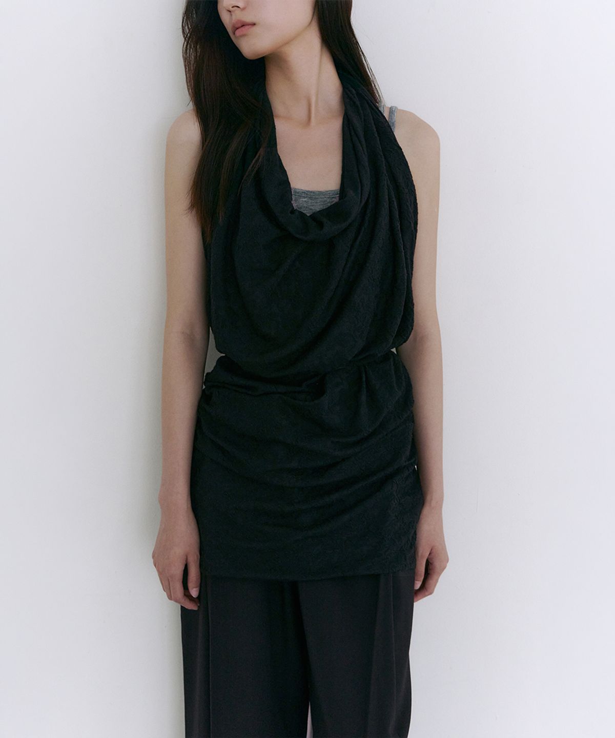 로우타이드(LOW TIDE) LACE DRAPE SCARF [BLACK]