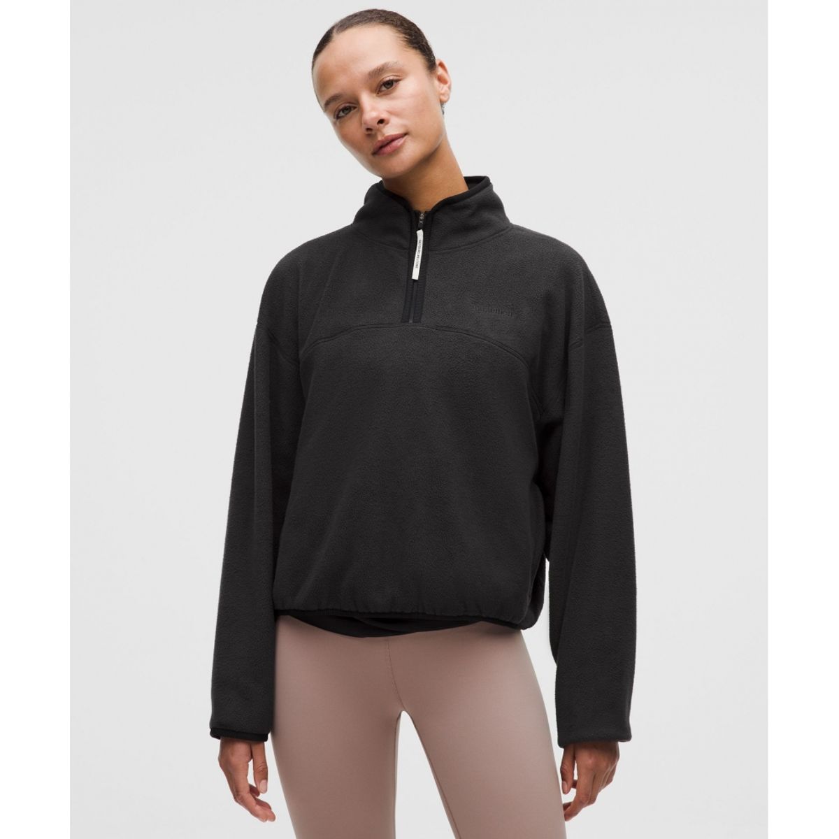 룰루레몬(LULULEMON) 텀블드 플리스 하프집 재킷  BLK BLK LTIV