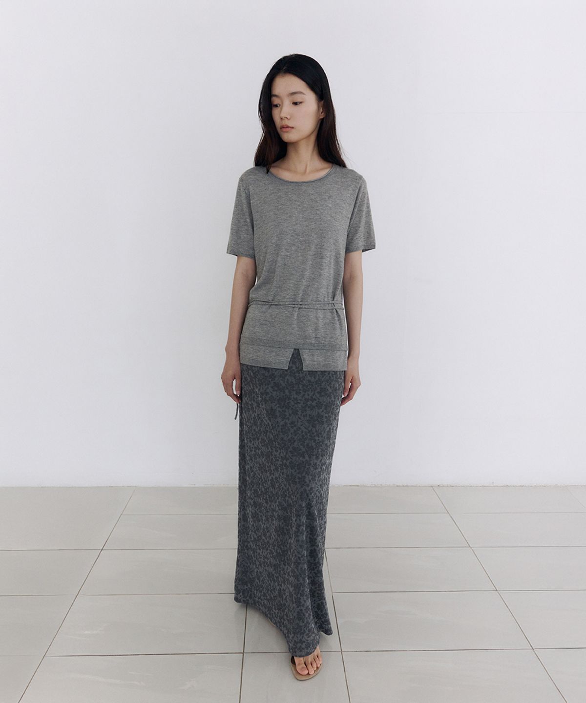 로우타이드(LOW TIDE) JACQUARD MAXI SKIRT [CHARCOAL]