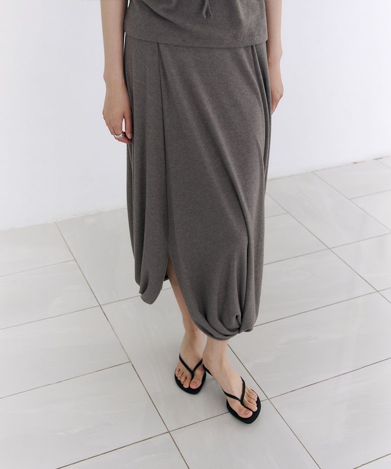 TWO WAY DRAPE SKIRT [GREY]