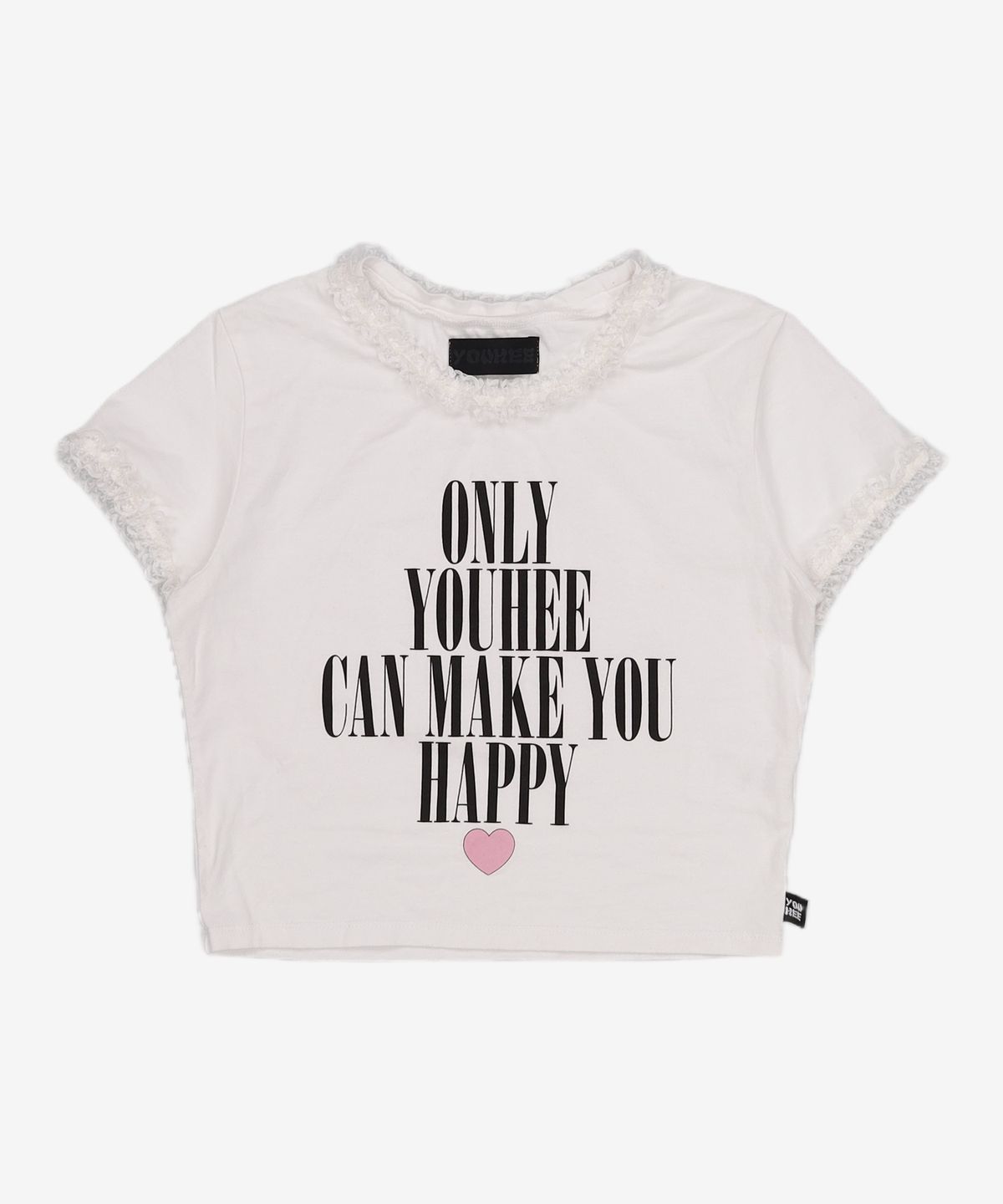 유희(YOUHEE) LACE LETTERING BABY T-SHIRTS WHITE FREE
