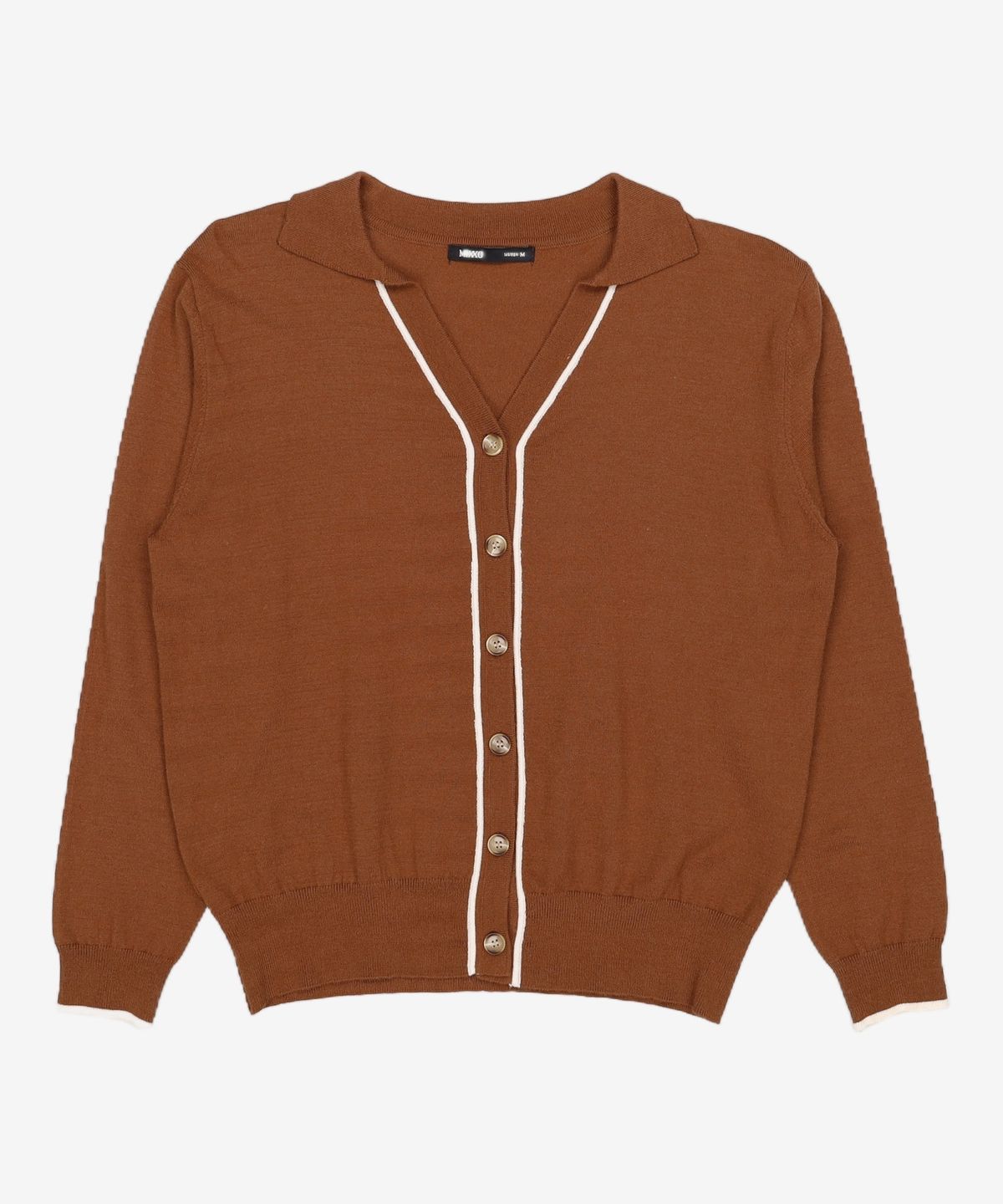 미쏘(MIXXO) 카라 V넥 배색포인트 가디건 MIWCKAT13T M