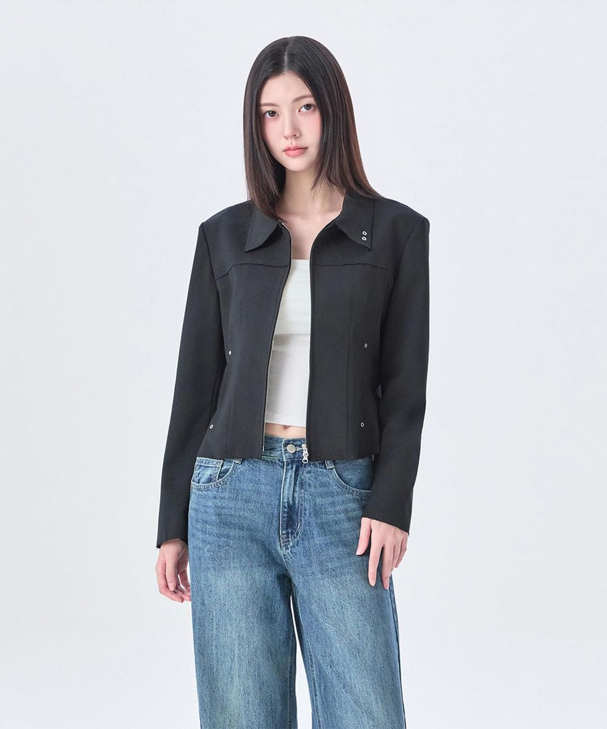 미쏘(MIXXO) 슬림핏 집업_MIWJJG911C
