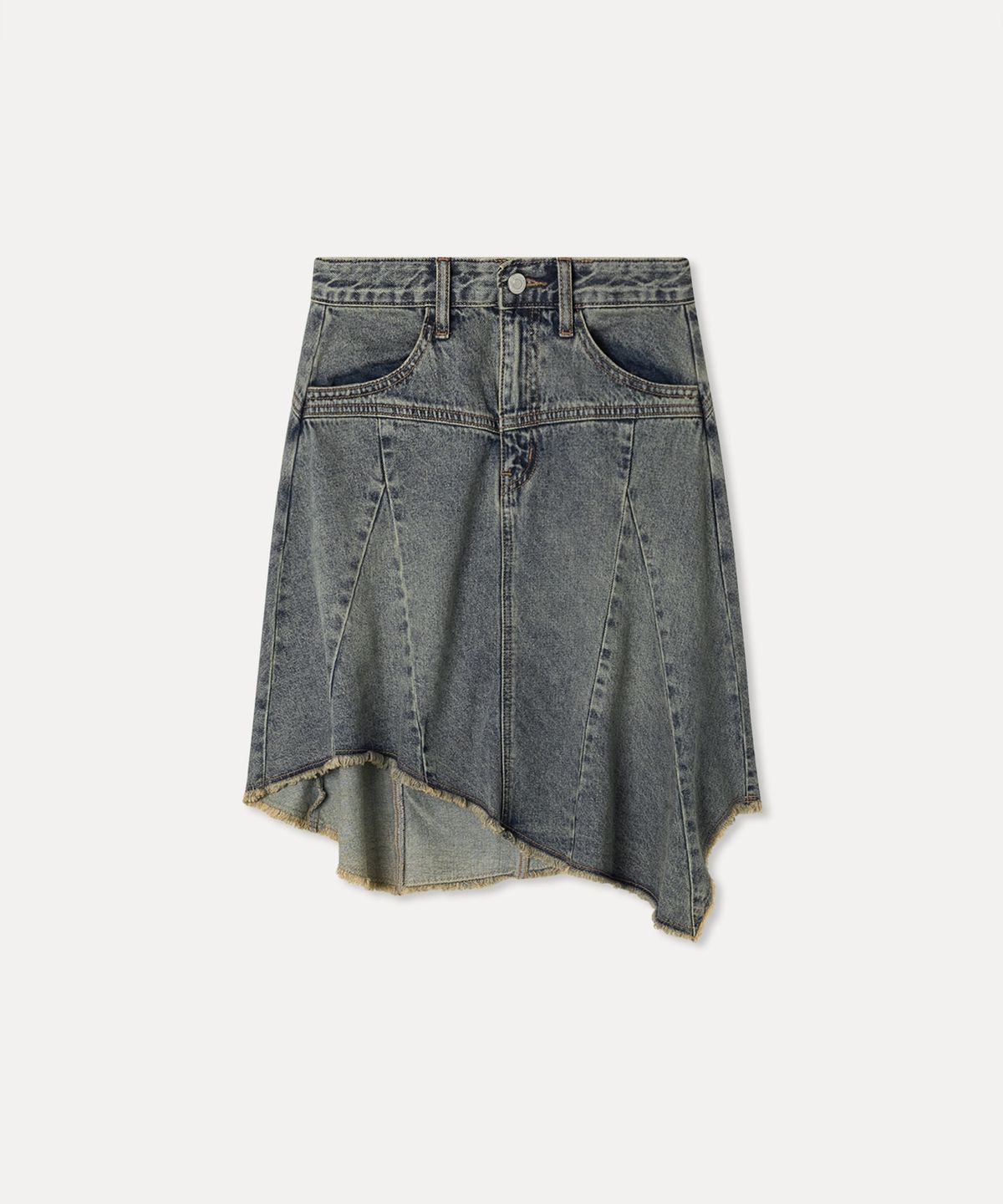 미쏘(MIXXO) 언발 미디 데님스커트_MIWWJG911J