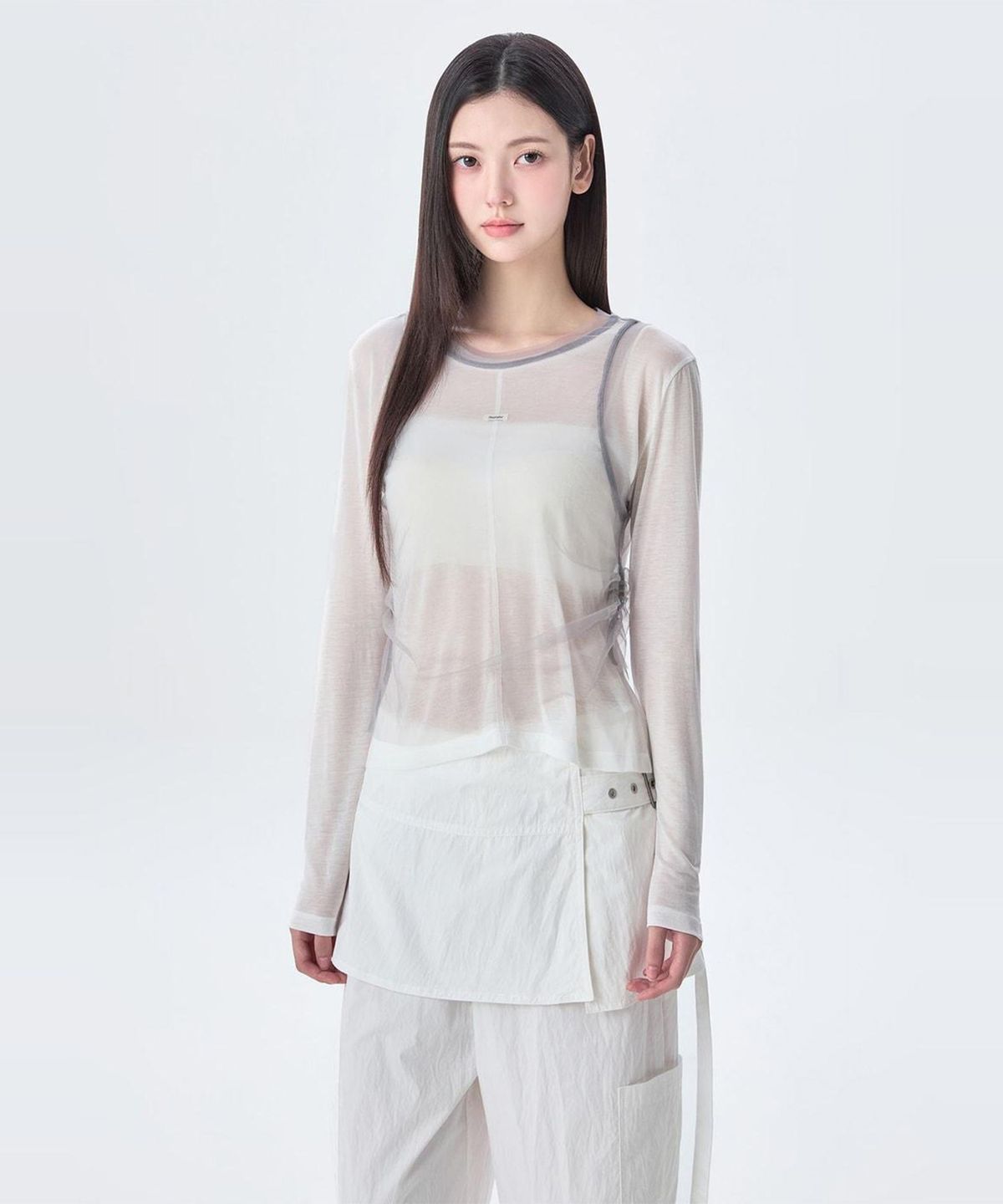 미쏘(MIXXO) 시스루 레이어드 티셔츠_MIWLWG91SS