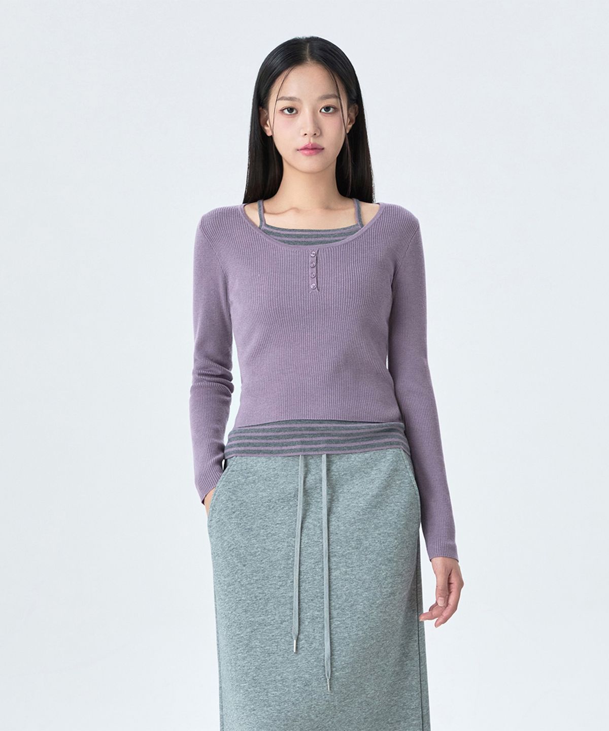 미쏘(MIXXO) 스쿱넥 나시 레이어드 니트_MIWKAG923T