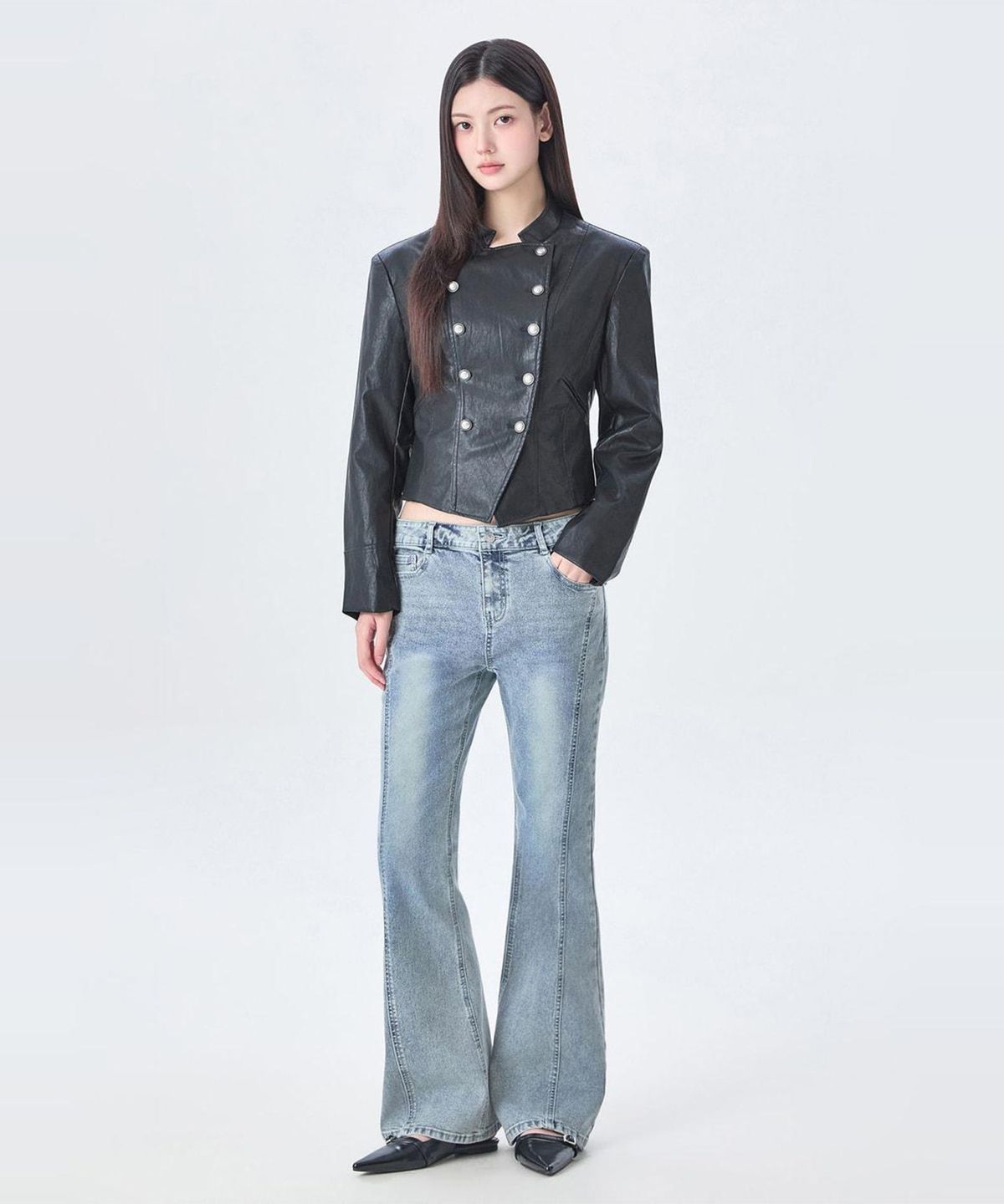 미쏘(MIXXO) 버튼 페이크레더자켓_MIWJLG95QC