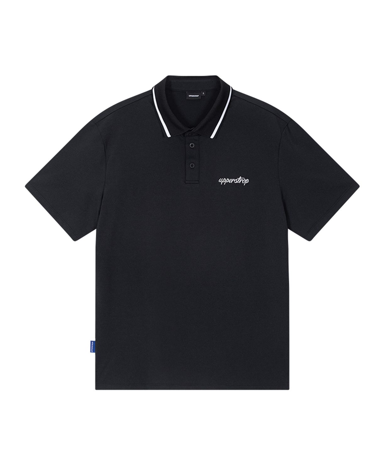 어퍼스트롭 골프(UPPERSTROP GOLF) [UMTF1016-01] 남성 레터링 반팔 카라 티셔츠 블랙