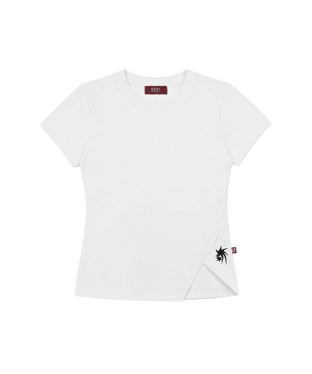 에스이에스티(S'EST) Side Slit Slim Fit T-shirts White
