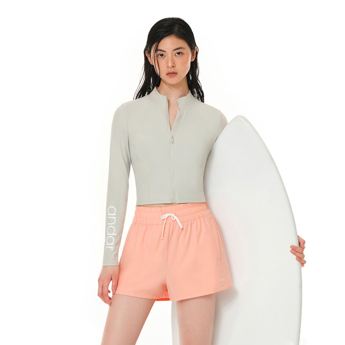 안다르(ANDAR) NEW 풀앤비치 크롭 집업 래쉬가드