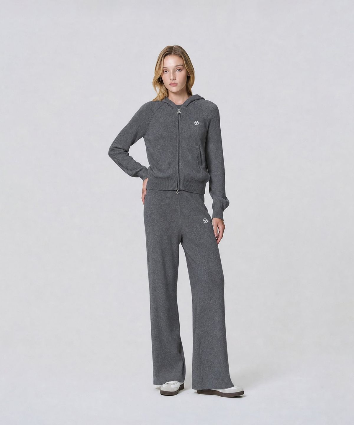 세르지오 타키니(SERGIO TACCHINI) W 울캐시 니트 와이드핏 팬츠 (D.Charcoal Grey)