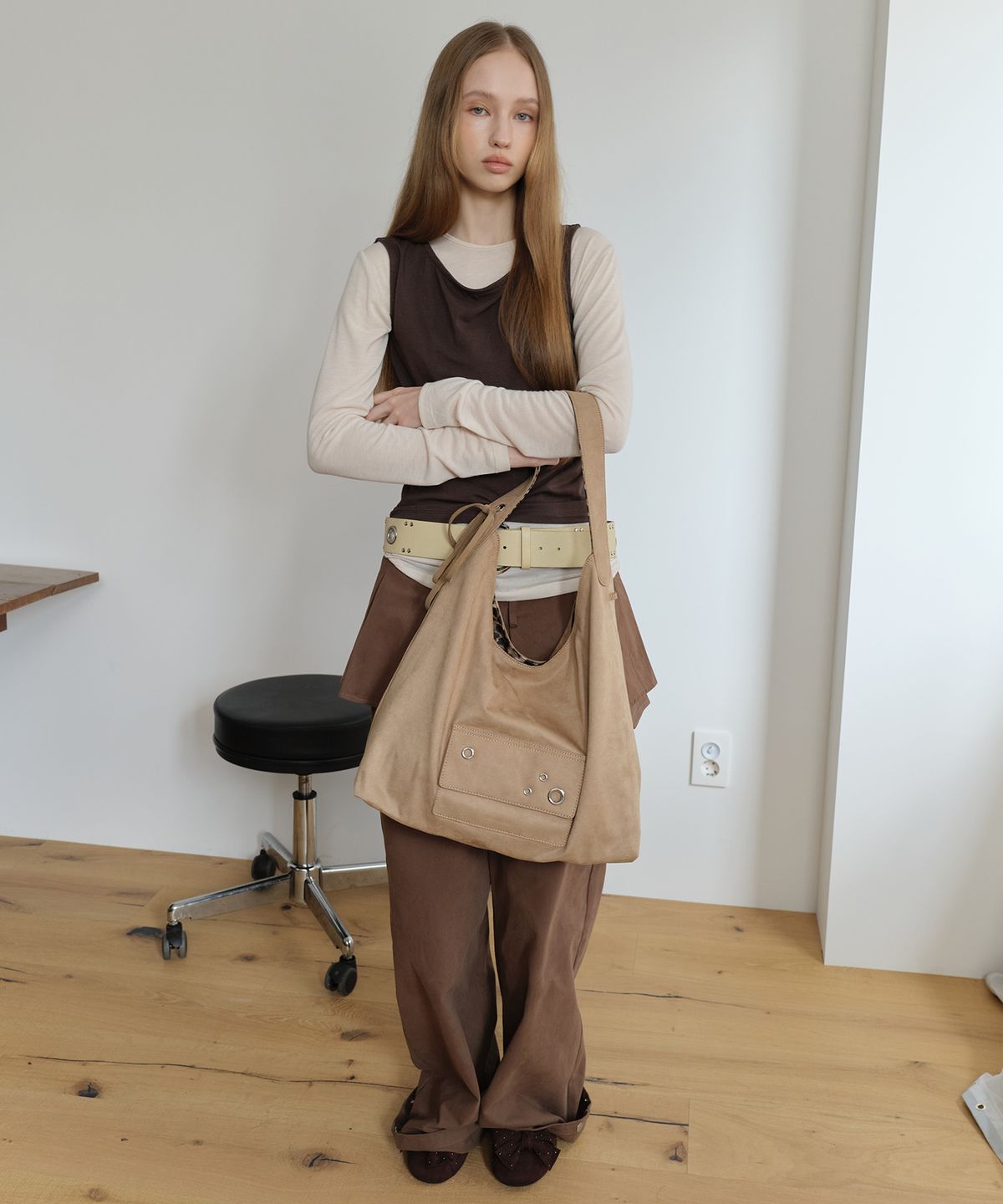 질바이질스튜어트(JILL BY JILLSTUART) [다나] 스웨이드 & 호피 리버시블 호보백