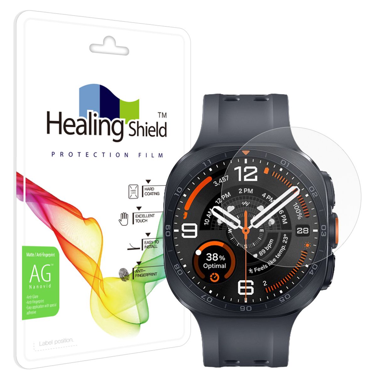 힐링쉴드(HEALINGSHIELD) 갤럭시워치9 울트라2 47mm 저반사 지문방지 액정보호필름 2매