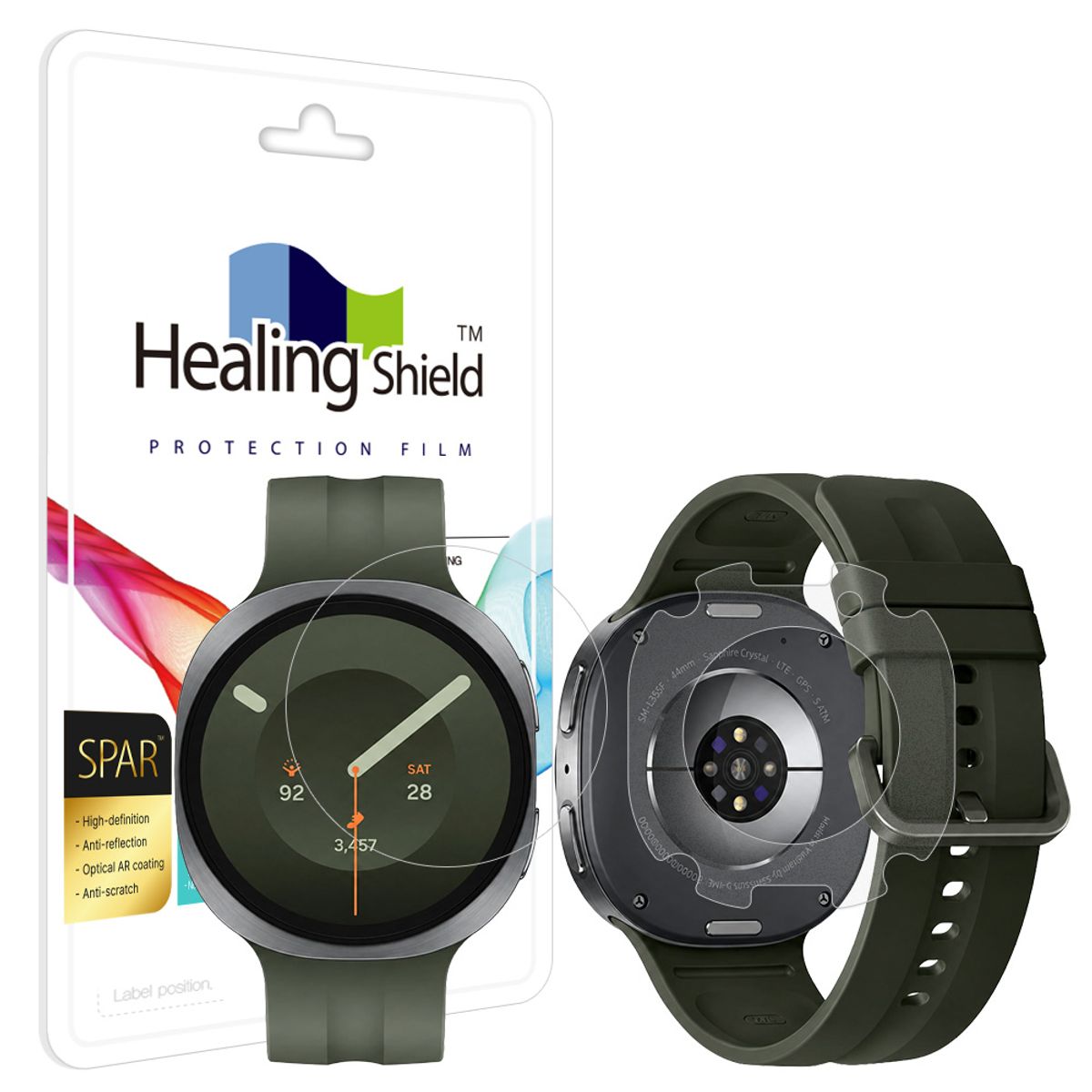 힐링쉴드(HEALINGSHIELD) 갤럭시워치9 44mm 슈페리어 AR 고화질 액정보호필름 2매 무광후면필름 2매