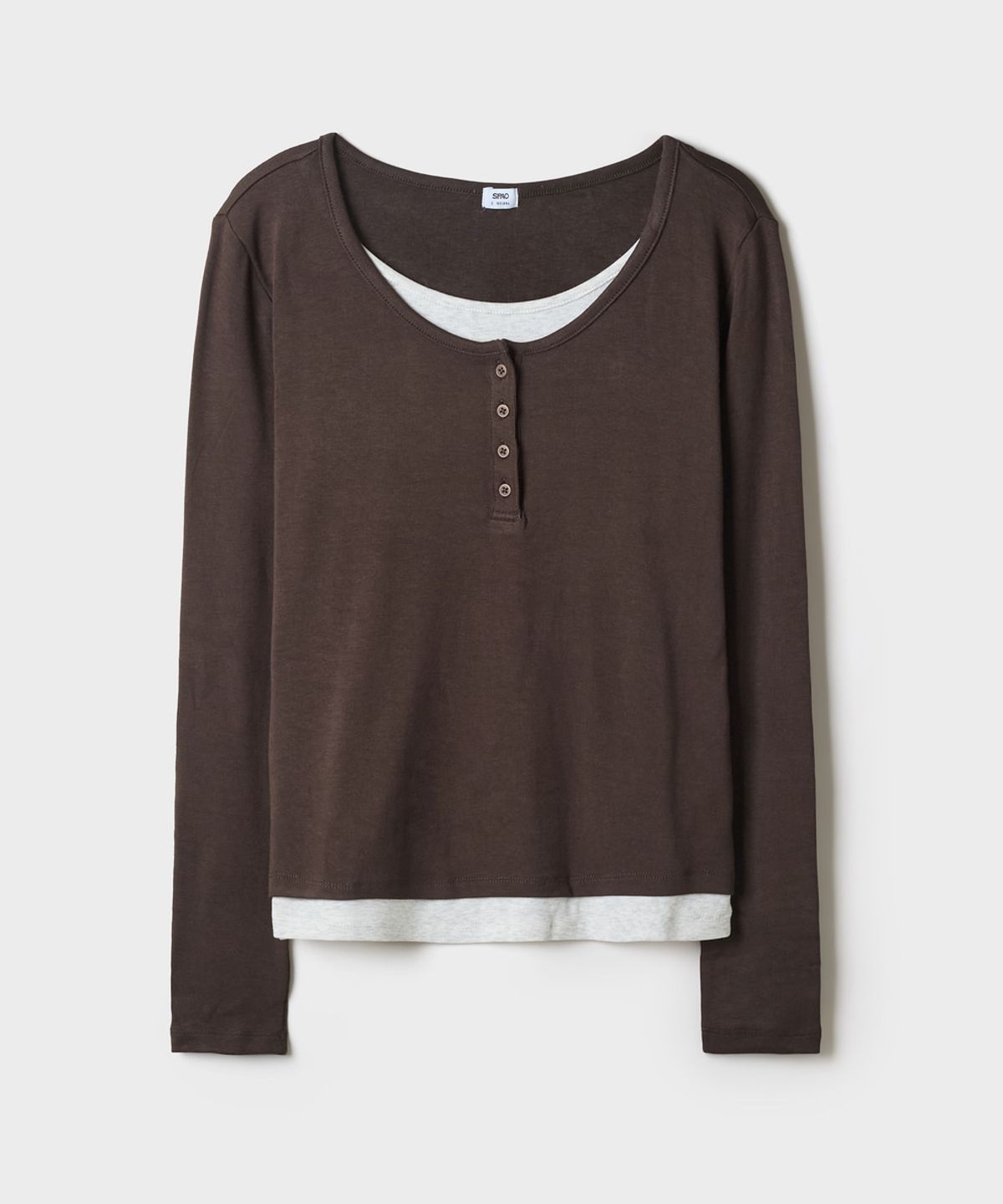 스파오(SPAO) 헨리넥 레이어드 긴팔티_SPLWG49G03