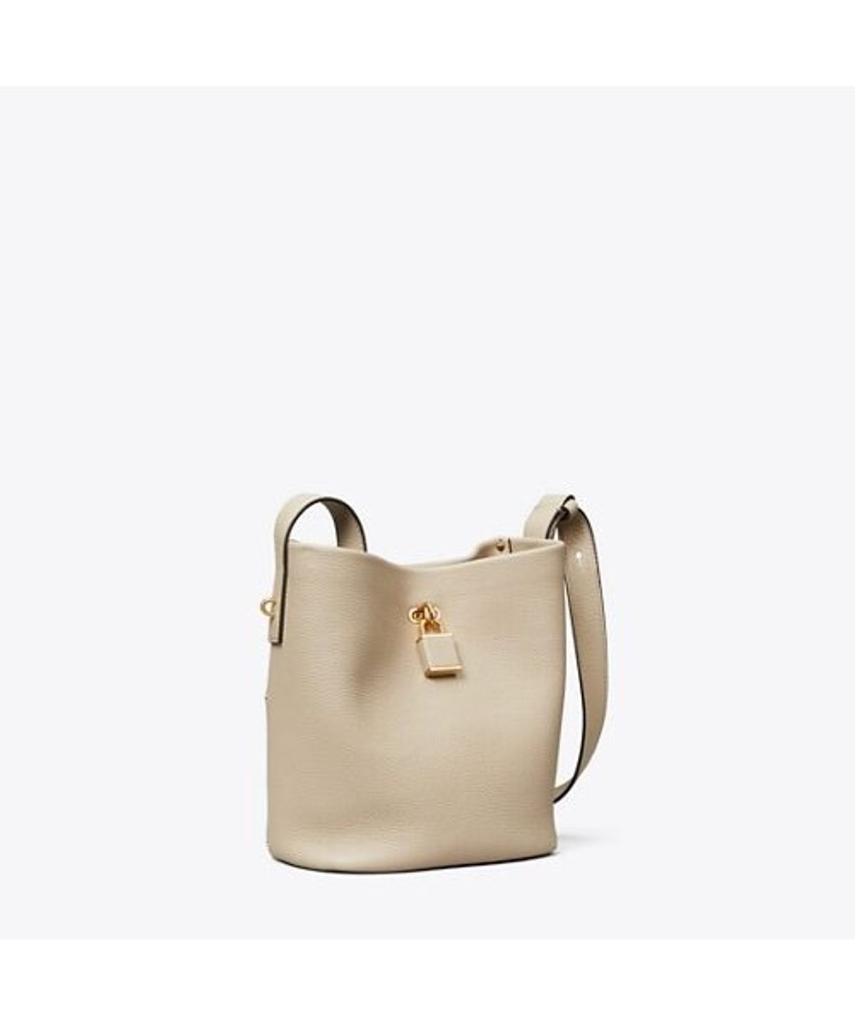 토리버치(TORYBURCH) 락 슬림 미디엄 버킷백 - 라이트 스톤