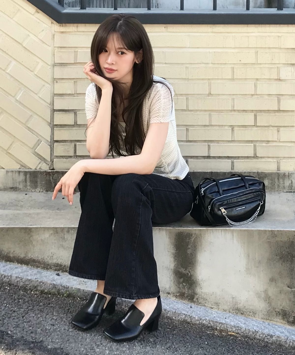 찰스앤키스(CHARLES & KEITH) 스퀘어 토 블록 힐 로퍼 펌프스 2colors CK1-60920407
