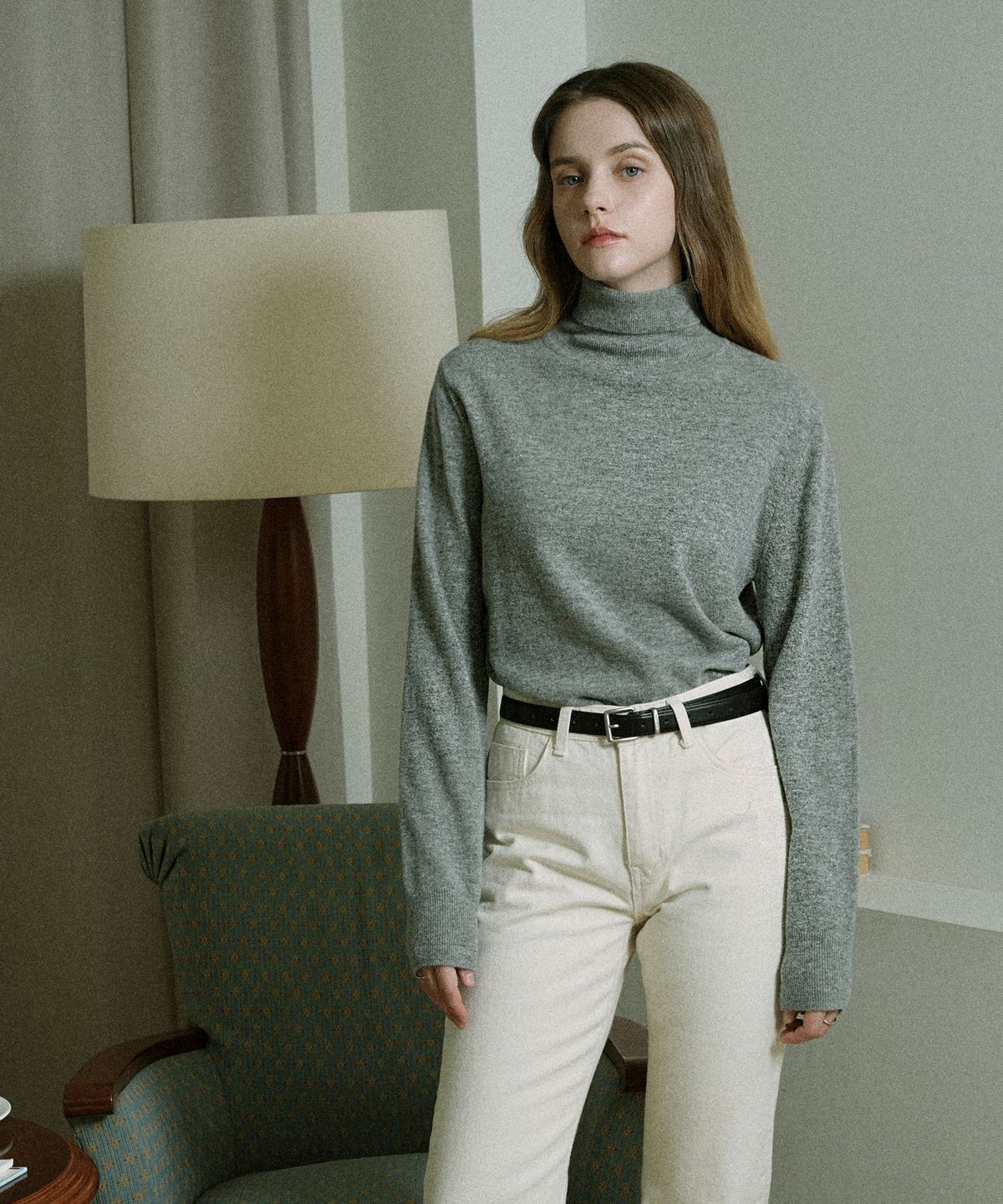 블레티(VLETI) Merino Wool 100% Turtleneck Basic Knit (Gray)