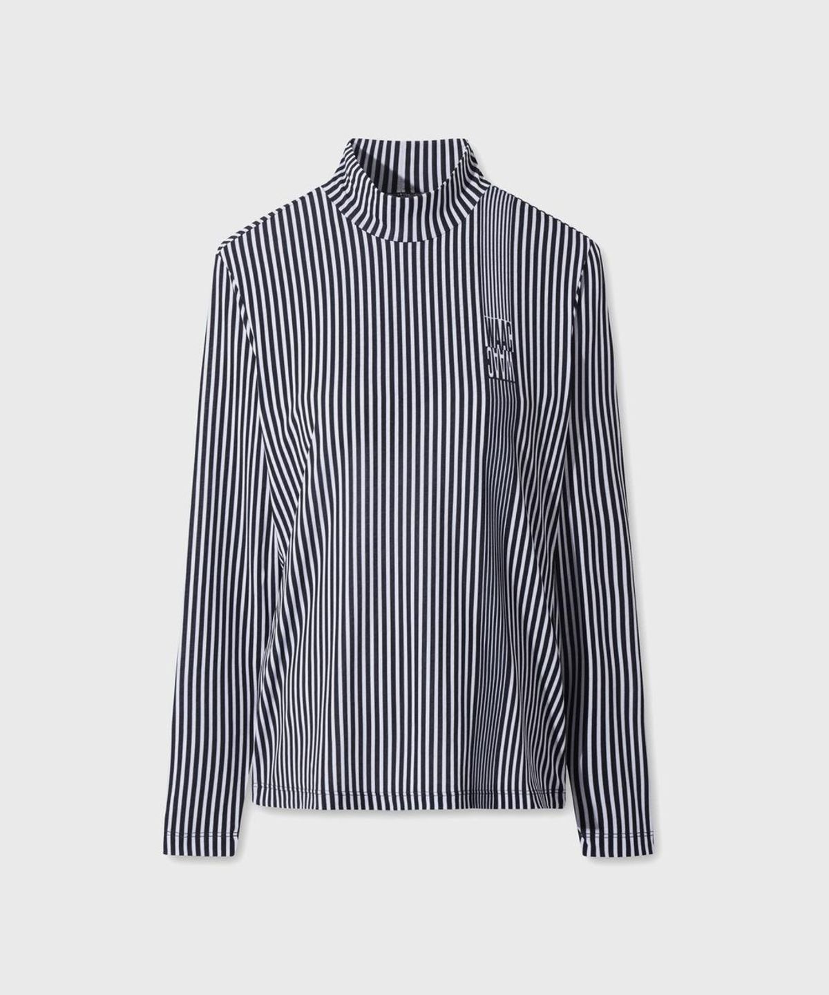 왁(WAAC) Stripe Pattern Highneck Top WWTBM26400BKX