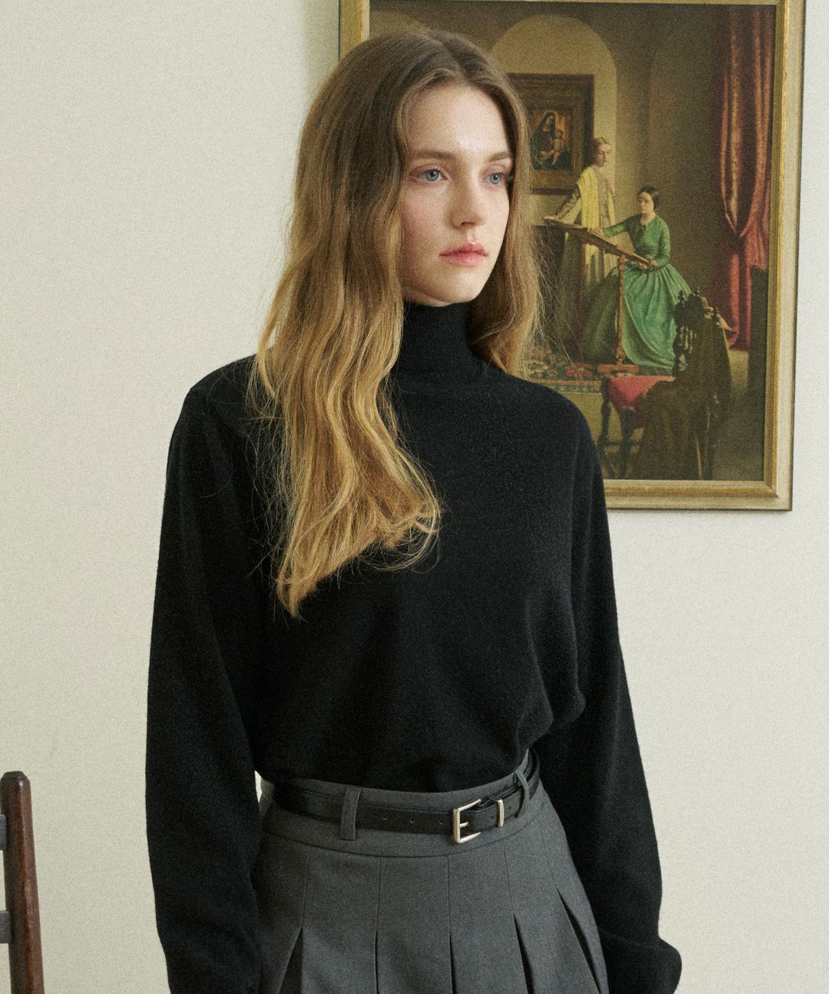 블레티(VLETI) Merino Wool 100% Turtleneck Basic Knit (Black)