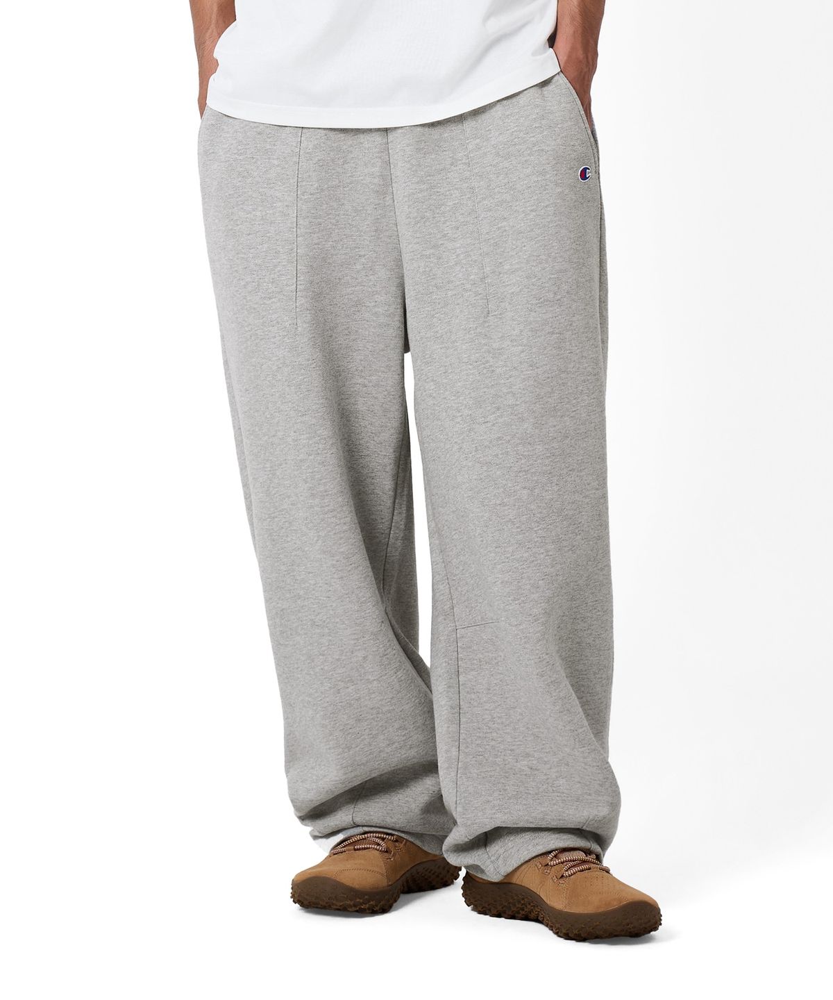 챔피온(CHAMPION) 벌룬핏 조그택 기모 스웨트 팬츠 Medium Grey