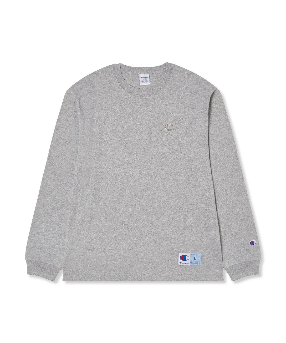 챔피온(CHAMPION) C로고 오버핏 조그택 롱슬리브 티셔츠 Medium Grey