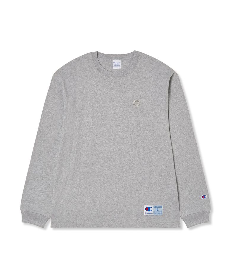 C로고 오버핏 조그택 롱슬리브 티셔츠 Medium Grey