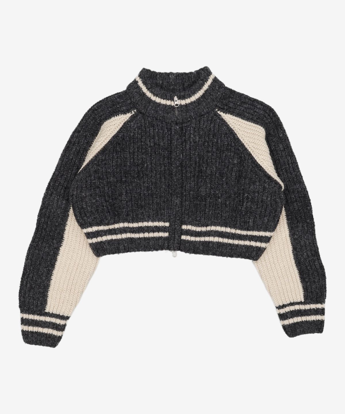 어반드레스(AVANDRESS) Block Raglan Knit Zip-up CHARCOAL XL