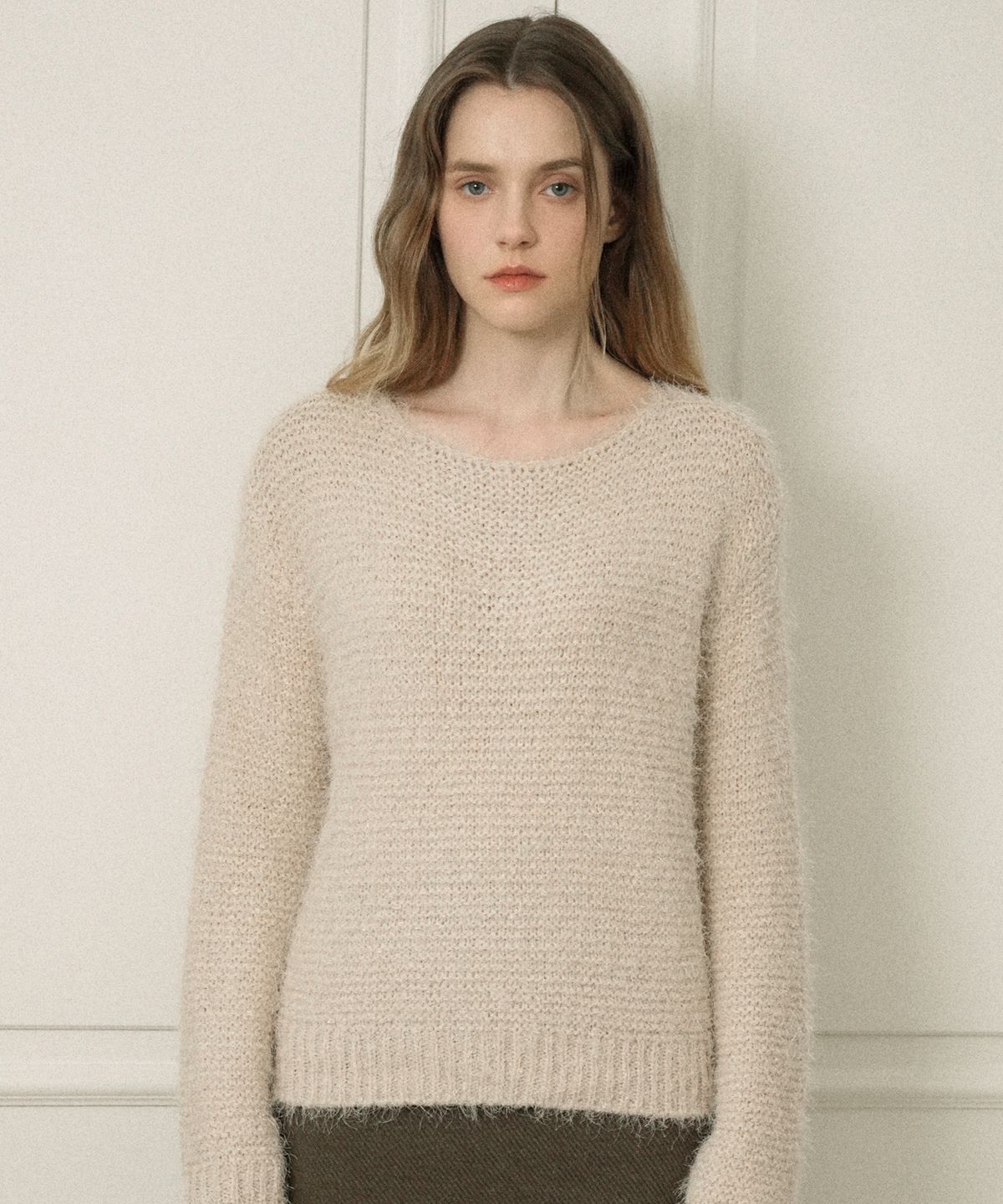 블레티(VLETI) Boat-neck Loosefit Basic Knit (Beige)